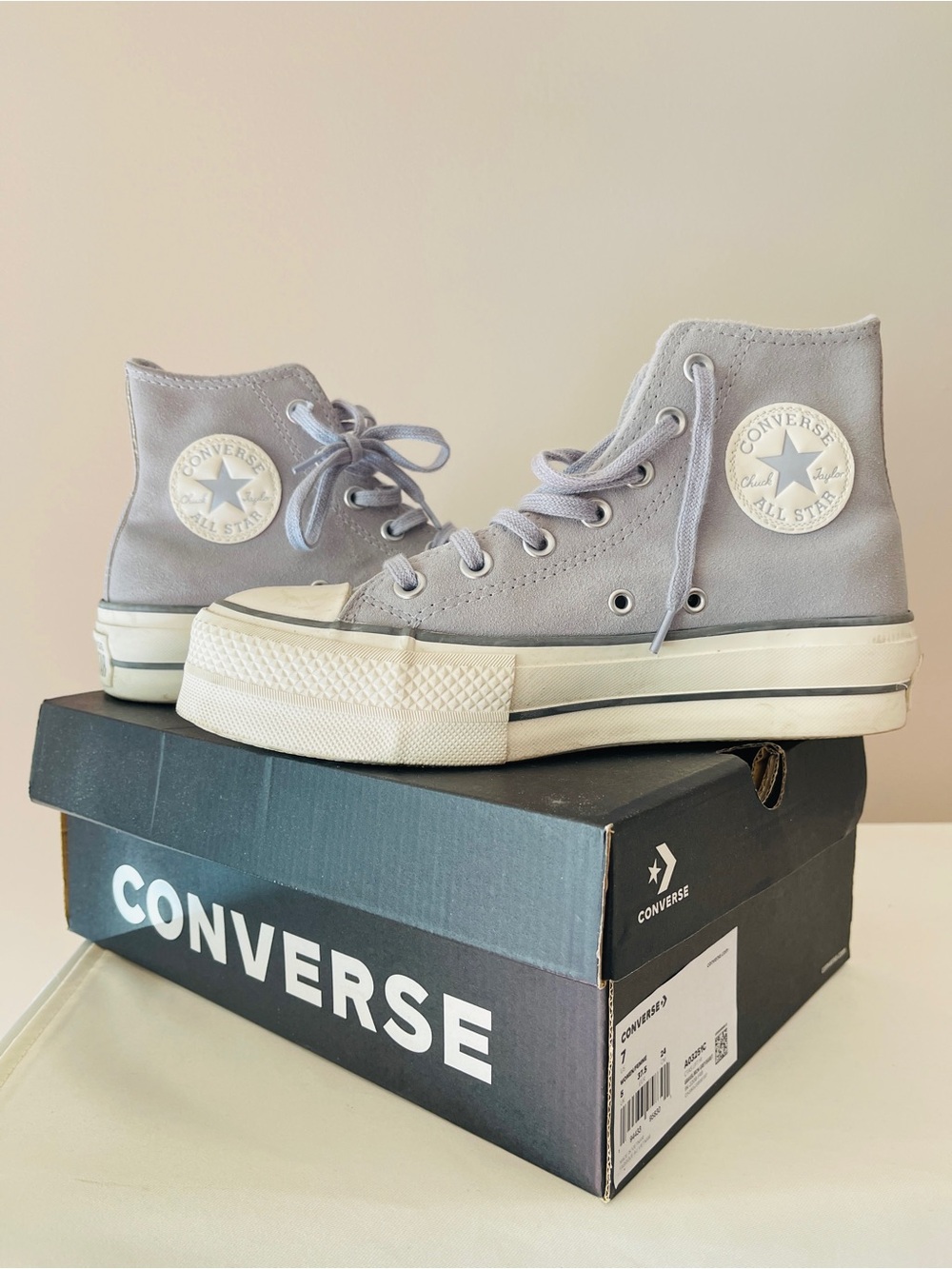 Converse High Top Sneakers in Light Lavender and White